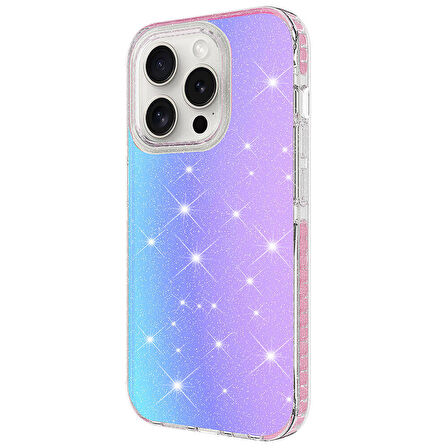 Apple iPhone 15 Pro Max Kılıf Parlak Renk Geçişli Zore Velle Kapak-Mor