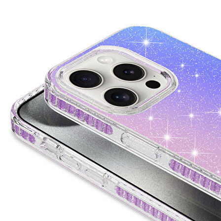 iPhone 15 Pro Max Uyumlu Parlak Renk Geçişli Zore Velle Kapak-Pembe