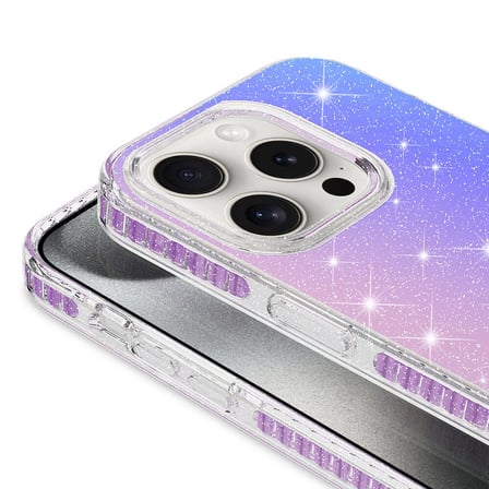iPhone 15 Pro Max Uyumlu Parlak Renk Geçişli MKST Velle Kılıf-Pembe Koyu