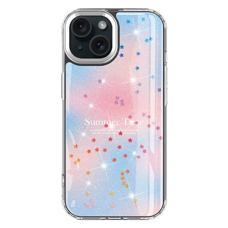 iPhone 15 Uyumlu Simli Desenli Parlak NRTK Task Kılıf-Pembe