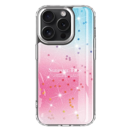 iPhone 15 Pro Max Uyumlu Simli Desenli Parlak NRTK Task Kılıf-Pembe