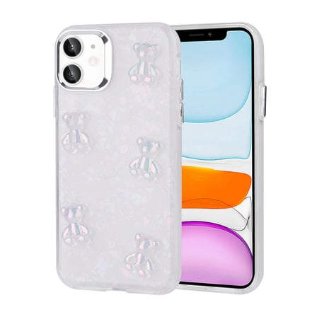 iPhone 11 Uyumlu Kabartma Figürlü Parlak NRTK Eralli Silikon Kılıf-Ayı