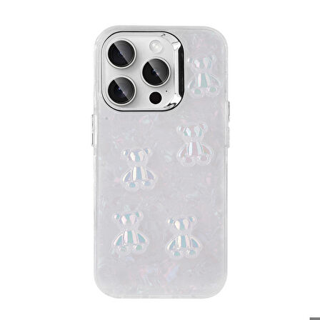 iPhone 15 Pro Max Uyumlu Kabartma Figürlü Parlak Zore Eralli Silikon Kapak-Kelebek