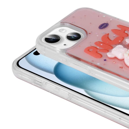 iPhone 13 Uyumlu Kabartma Figürlü Parlak Zore Minimini Silikon Kılıf-Pembe