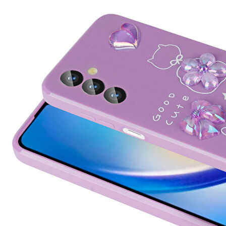 Galaxy A14 5G Uyumlu Kabartma Figürlü Parlak Zore Toys Silikon Kapak-Mor