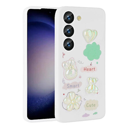 Galaxy A54 Uyumlu Kabartma Figürlü Parlak Zore Toys Silikon Kapak-Beyaz