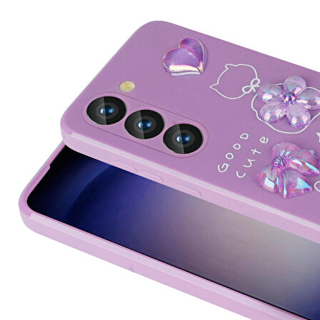 Galaxy A54 Uyumlu Kabartma Figürlü Parlak Zore Toys Silikon Kapak-Beyaz