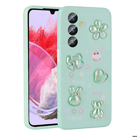 Galaxy M34 5G Uyumlu Kabartma Figürlü Parlak Zore Toys Silikon Kapak-Açık Yeşil
