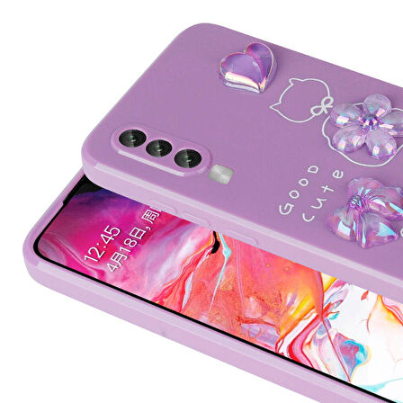 Galaxy A70 Uyumlu Kabartma Figürlü Parlak Zore Toys Silikon Kapak-Pembe