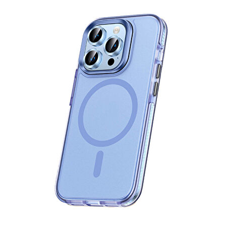 Apple iPhone 15 Pro Max Kılıf Airbagli Magsafe Wireless Şarj Özellikli Lens Koruyuculu Zore Klaptika Kapak-Mavi