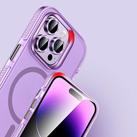 Apple iPhone 15 Pro Max Kılıf Airbagli Magsafe Wireless Şarj Özellikli Lens Koruyuculu Zore Klaptika Kapak-Mavi