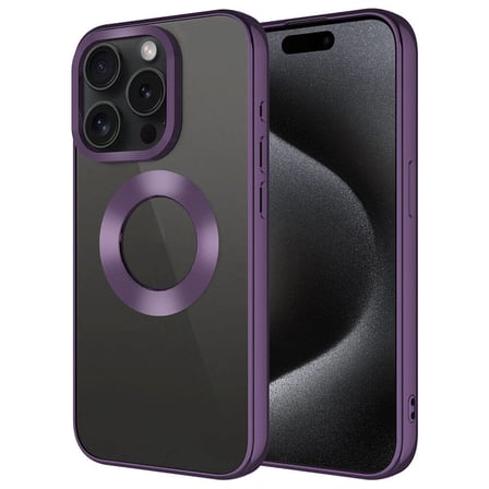 iPhone 15 Pro Max Uyumlu Tek Kamera Çerçeveli Logo Gösteren Zore Omega Kılıf-Derin Mor