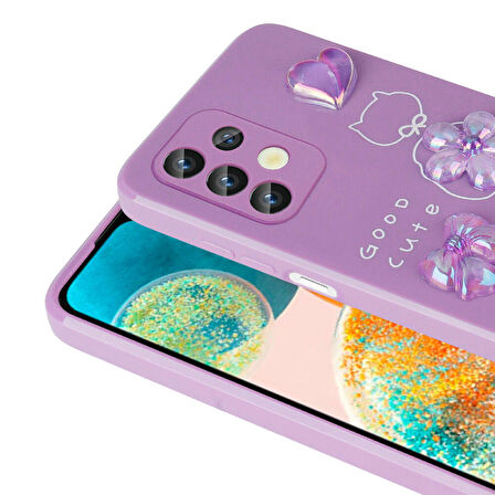 Galaxy A32 4G Uyumlu Kabartma Figürlü Parlak Zore Toys Silikon Kapak-Beyaz