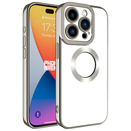 iPhone 15 Pro Uyumlu Kamera Korumalı Logo Gösteren Zore Omega Kapak-Titanyum