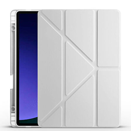 Samsung Galaxy Tab S9 FE Kılıf Tri Folding Kalem Bölmeli Standlı Kılıf