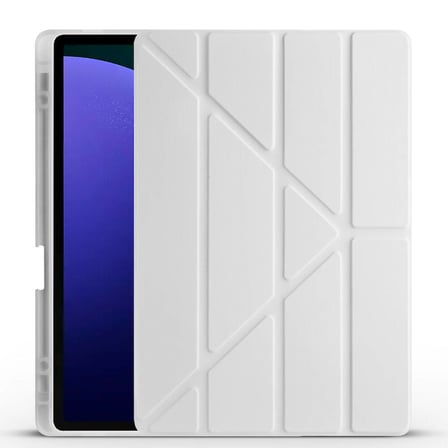 Galaxy Tab S9 FE Plus Kılıf  Uyumlu ​ALT Tri Folding Kalem Bölmeli Standlı Kılıf-Gri