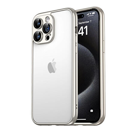iPhone 15 Pro Uyumlu Zore Kamera Korumalı Bontez Bumper-Gümüş