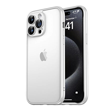 iPhone 15 Pro Uyumlu Zore Kamera Korumalı Bontez Bumper-Gümüş