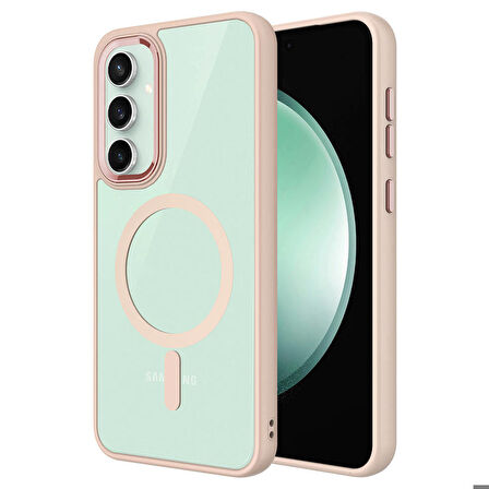 Samsung Galaxy S23 FE Kılıf Wireless Şarj Özellikli Krom Magsafe Silikon Kapak