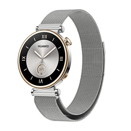 Huawei GT4 18mm Uyumlu KRD-01 Metal Zore Kordon-Gümüş