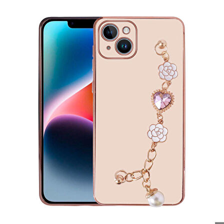 iPhone 15 Uyumlu Zore El Tutamaçlı Kamera Korumalı Zore Taka Silikon Kapak-Pembe