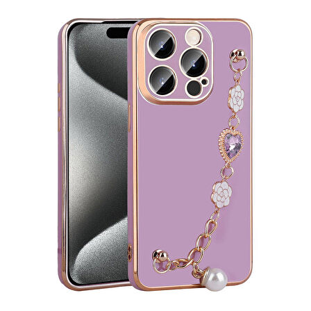 iPhone 15 Pro Zore El Tutamaçlı Kamera Korumalı Zore Taka Silikon Kılıf-Mor