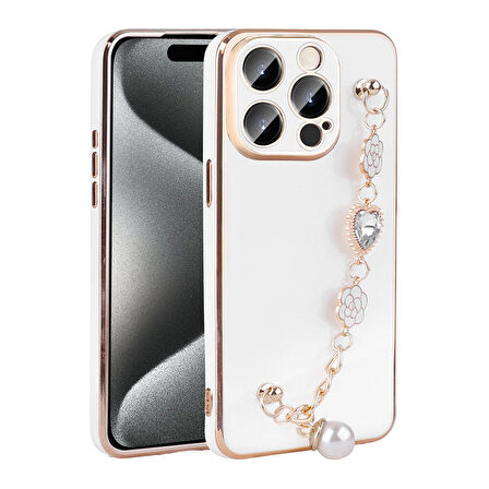 iPhone 15 Pro Zore El Tutamaçlı Kamera Korumalı Zore Taka Silikon Kılıf-Beyaz
