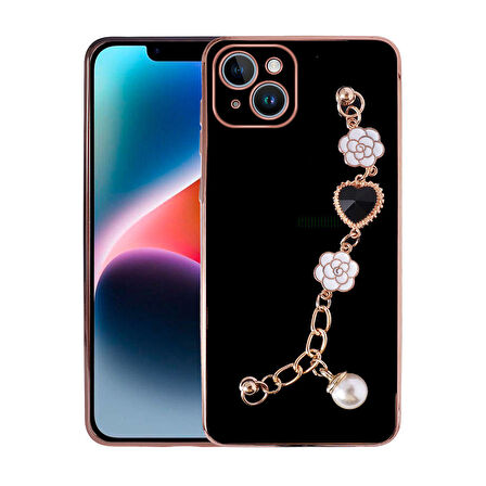 iPhone 15 Plus Zore El Tutamaçlı Kamera Korumalı Zore Taka Silikon Kılıf-Siyah