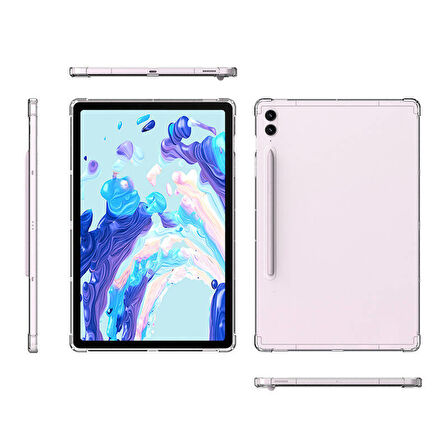 Galaxy Tab S9 Ultra Kılıf  Uyumlu ​İNC Tablet Nitro Anti Shock Silikon Kapak-Renksiz