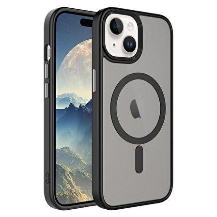 Apple iPhone 15 Plus Kamera Çıkıntılı Kablosuz Şarj Arkası Mat Hassas Buton Flet Magsafe Kılıf