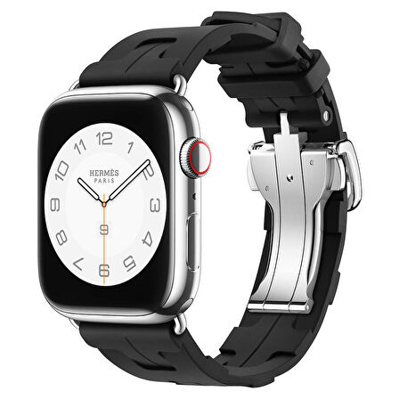 Watch 7 45mm Spor Görünümlü CLO KRD-94 Silikon Kordon-Siyah