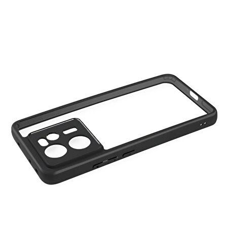 Xiaomi Mi 13T Kılıf Kamera Korumalı Şeffaf Arka Yüzey Zore New Roll Kapak-Siyah