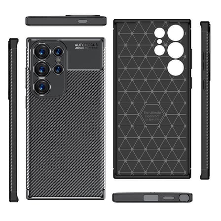 Galaxy S24 Ultra Kılıf Karbon Görünümlü Silikon Kamera Korumalı Üstün Koruma Novatech