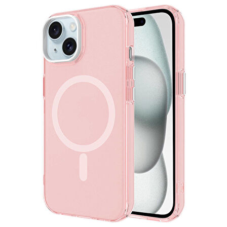 Vendas iPhone 15 Plus Uyumlu Cro Serisi Buzlu Transparan Magsafe Şarj Özellikli Sert Kılıf