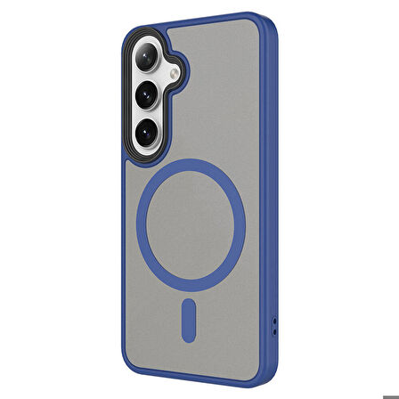 Galaxy S24 Uyumlu Sert PC Arka Yüzey Wireless Şarj Özellikli Zore Flet Magsafe Kapak-Gri