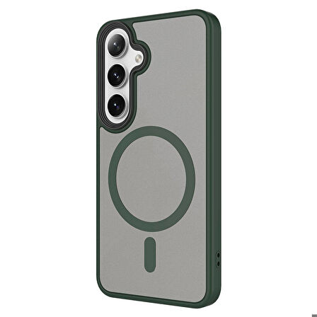 Galaxy S24 Uyumlu Sert PC Arka Yüzey Wireless Şarj Özellikli Zore Flet Magsafe Kapak-Lacivert