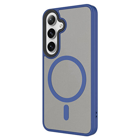 Galaxy S24 Uyumlu Sert PC Arka Yüzey Wireless Şarj Özellikli Zore Flet Magsafe Kılıf-Koyu Ye