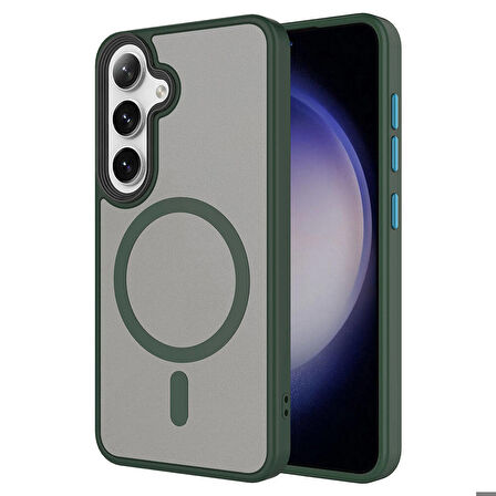 Samsung Galaxy S24 Plus Kılıf Sert PC Arka Yüzey Wireless Şarj Özellikli Flet Magsafe Kapak