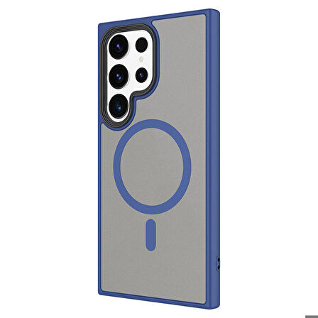 Galaxy S24 Ultra Uyumlu Sert PC Arka Yüzey Wireless Şarj Özellikli Zore Flet Magsafe Kapak-Derin Mor