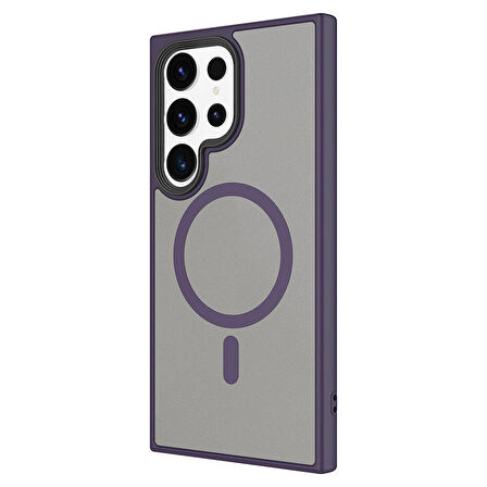 Galaxy S24 Ultra Uyumlu Sert PC Arka Yüzey Wireless Şarj Özellikli Zore Flet Magsafe Kılıf-L