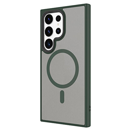 Galaxy S24 Ultra Uyumlu Sert PC Arka Yüzey Wireless Şarj Özellikli Zore Flet Magsafe Kılıf-L