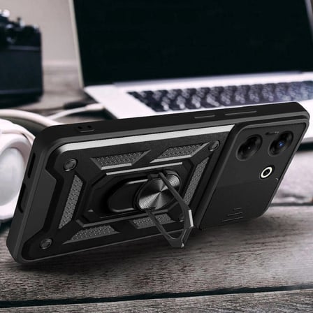 Tecno Camon 20 Pro 4G Kılıf Magnetik Standlı Kamera Korumalı Zore Sürgülü Vega Kapak