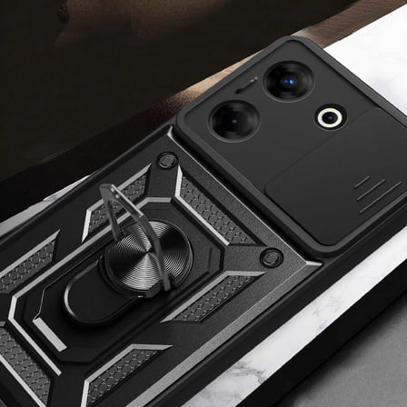 Tecno Camon 20 Kılıf Sürgülü Kamera Koruyucu Manyetik Standlı Tank Koruma Novatech