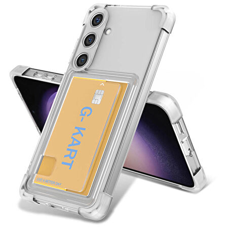 Galaxy S24 Uyumlu Airbag Tasarımlı Şeffaf Kartlıklı Zore G-Kart Kapak-Renksiz