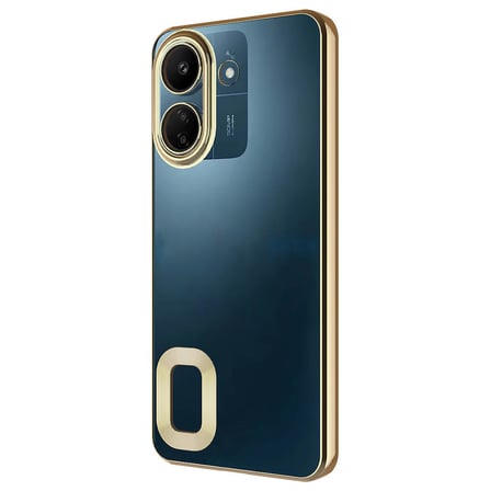 Poco C65 Kılıf Kamera Korumalı Logo Gösteren Zore Omega Kapak-Gold