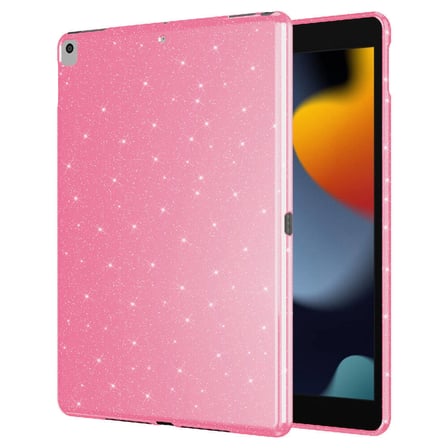 iPad 10.2 2021 (9.Nesil) Simli Parlak Görünümlü Uyumlu ​OMSY Tablet Koton Kılıf-Pembe