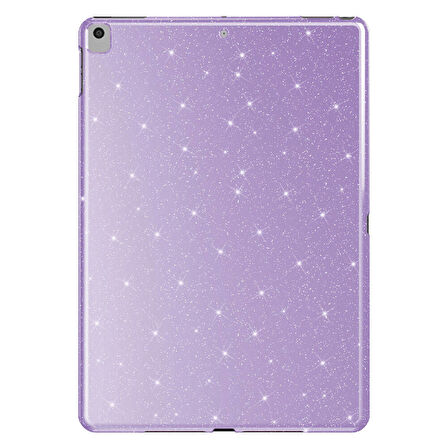 iPad 10.2 (8 Nesil) Simli Parlak Görünümlü Uyumlu ​MXSP Tablet Koton Kılıf-Lila
