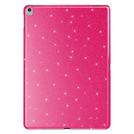 iPad 10.2 (8 Nesil) Simli Parlak Görünümlü Uyumlu ​İNC Tablet Koton Kılıf-Pembe Koyu