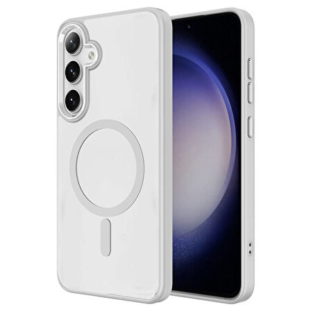 Galaxy S24 Uyumlu Magsafe Şarj Özellikli Krom Magsafe Silikon Zore Kılıf-Koyu Yeşil