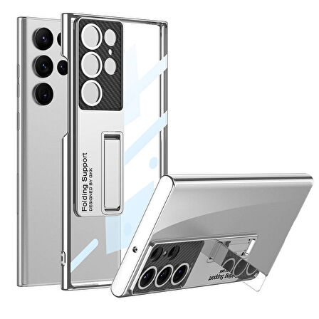 Galaxy S24 Ultra Kılıf Kamera Korumalı Şeffaf Tasarımlı Lego Standlı Kılıf